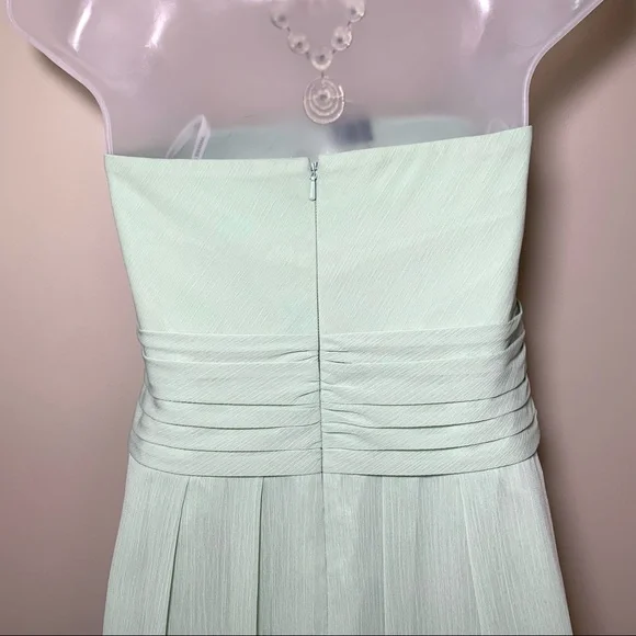 David’s Bridal Sage Green Strapless Chiffon Cocktail Dress Wedding Party - Picture 8 of 11
